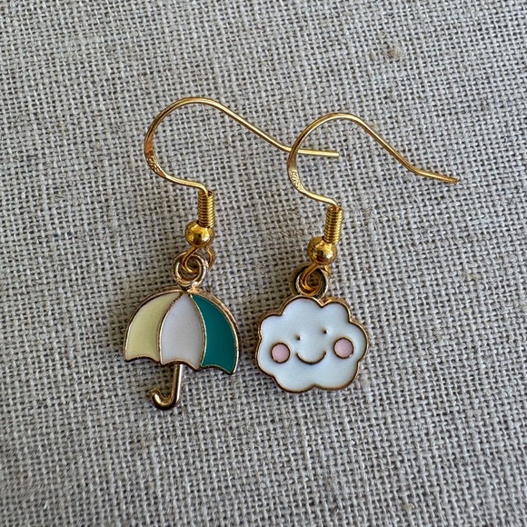 New handcrafted 14k Gold Plated “Cloudy With a Chance of Cute” Earrings - Picture 1 of 5